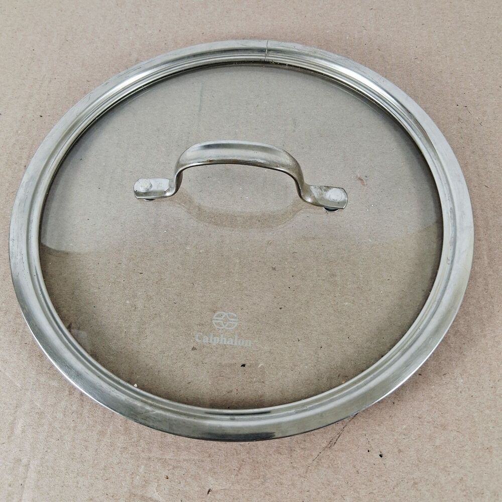 Calphalon Tempered Glass Lid 10 Stainless Steel Rim Handle Replacement Lid Only